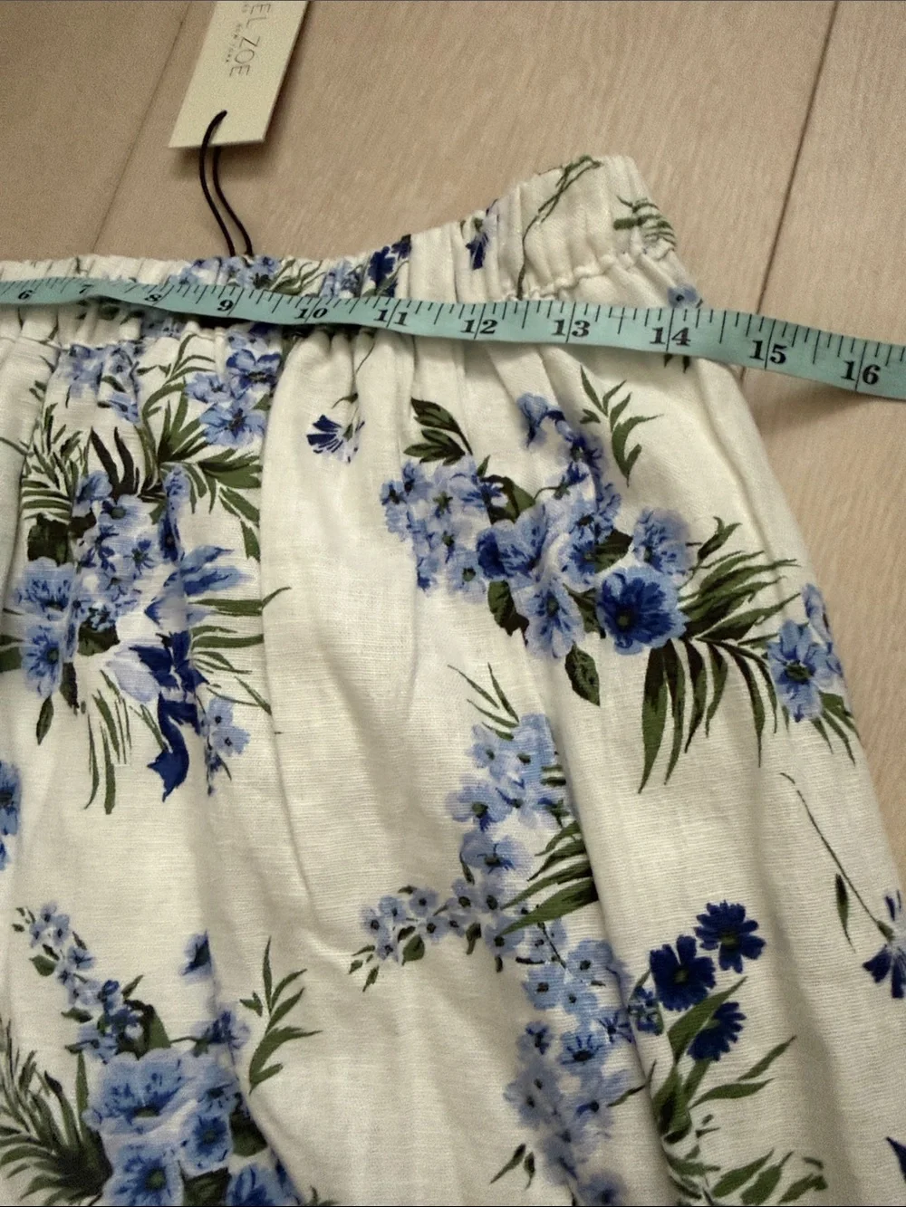 Rachel Zoe White Midi Skirt with Blue Floral Print